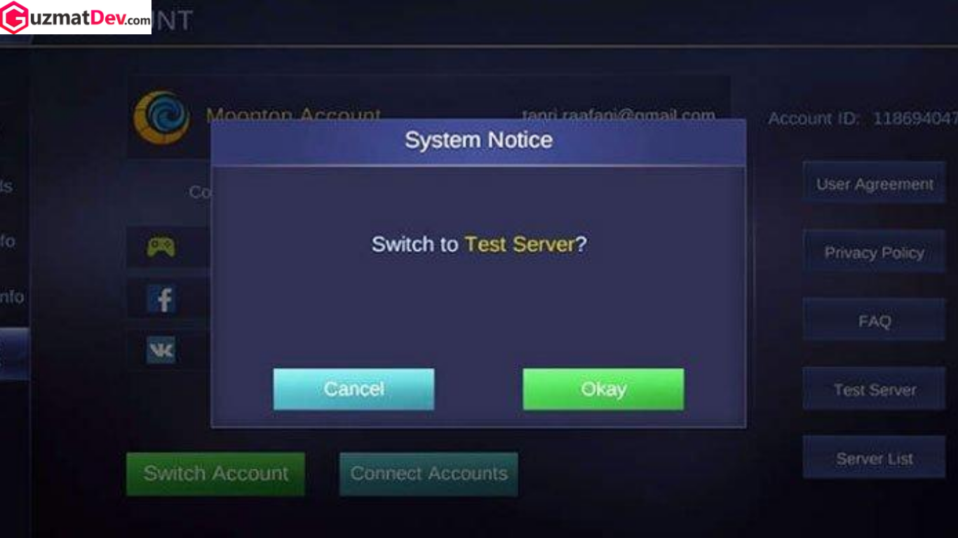 cara membuat Advance Server Mobile Legends