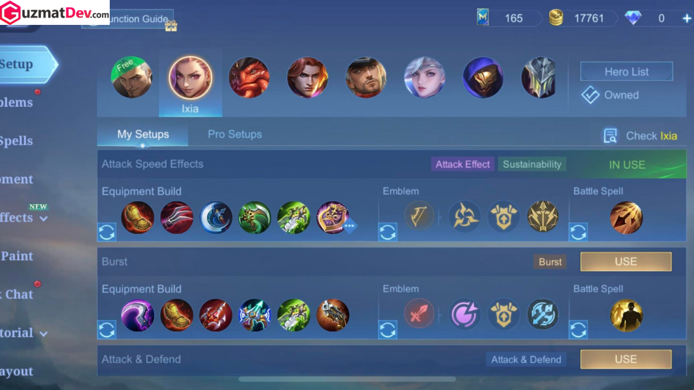 Build Ixia Tersakit Mobile Legends