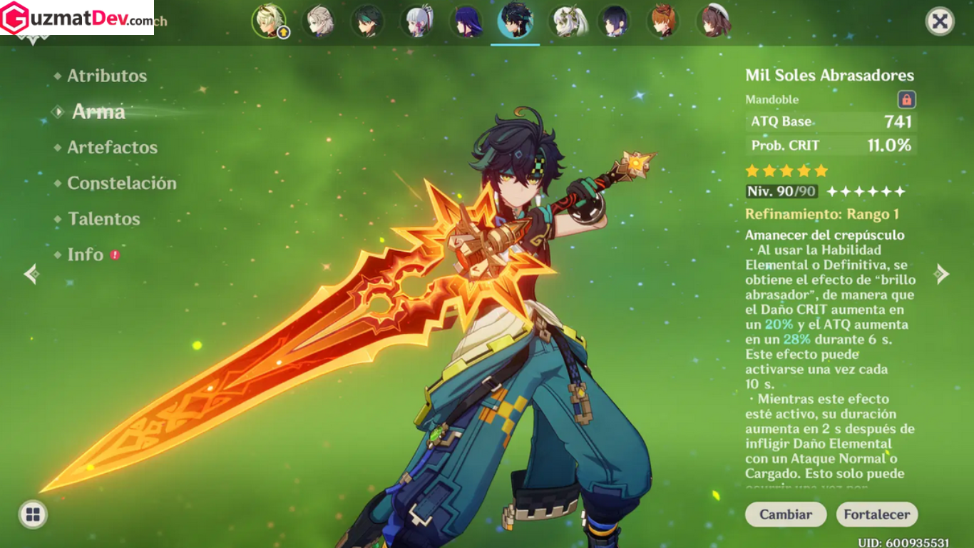 Guide Senjata A Thousand Blazing Suns Genshin Impact
